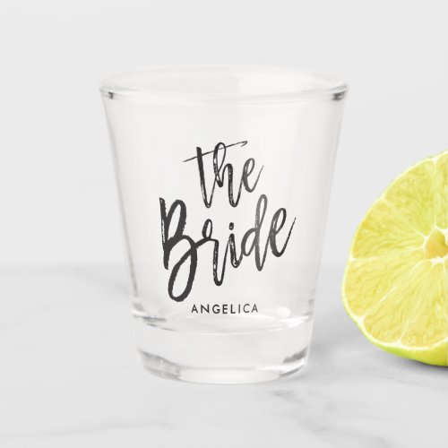 The Bride  Black Script Style Shot Glass