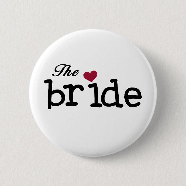 The Bride Black with Red Heart Button (Front)