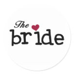 The Bride Black with Red Heart Classic Round Sticker
