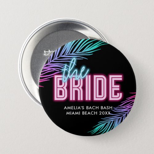 The Bride Blue  Pink Tropical Bach Button
