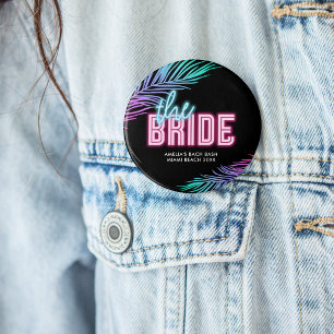 The Bride Blue & Pink Tropical Bach Button