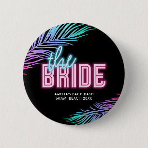 The Bride Blue & Pink Tropical Bach Button