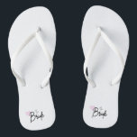 The Bride, Bride Themed Hens Party Thongs  Flip Flops<br><div class="desc">Cute Thongs/ Flip Flop Design for the Bride,  great for relaxed beach wedding,  hens night or pre- wedding footwear,   This print is available on a variety or products in our store.  The bride tribe also available  Availble in pink,  blue black and white straps.
#bride #bridal footwear #bridethongs.</div>