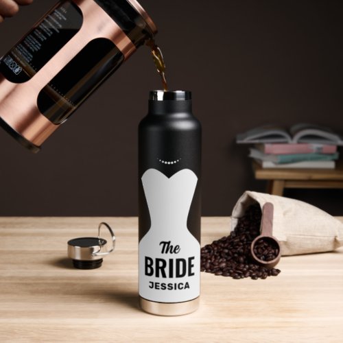 The Bride  Classic Wedding Black Water Bottle