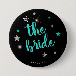 The Bride Disco Bachelorette Teal ID925  Button