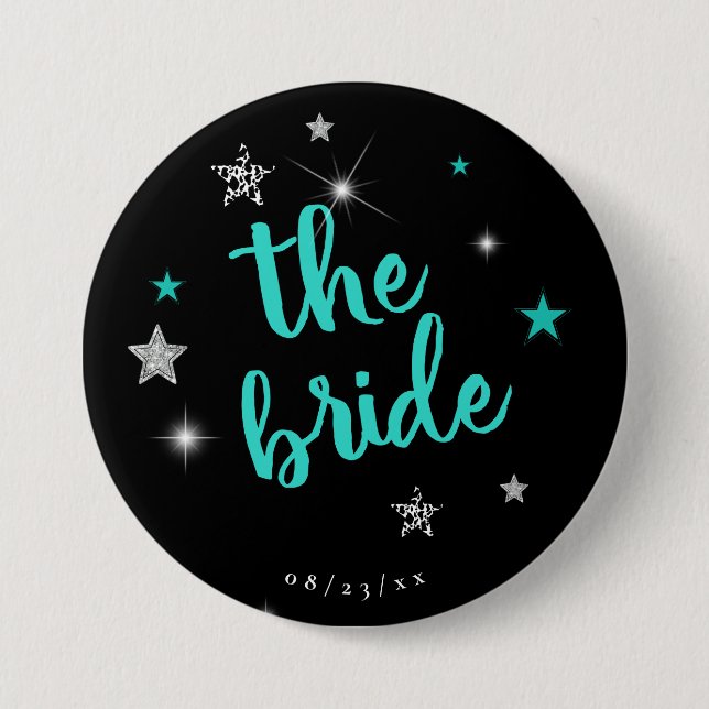 The Bride Disco Bachelorette Teal ID925  Button (Front)
