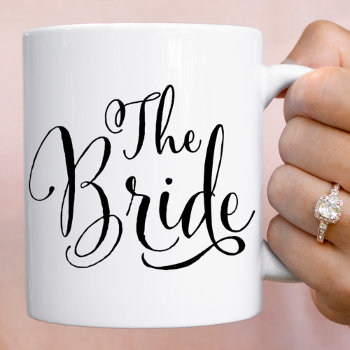 The Bride Elegant Black Script Wedding Coffee Mug by Plush_Paper at Zazzle