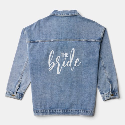 The Bride Elegant White Script Typography Denim Jacket