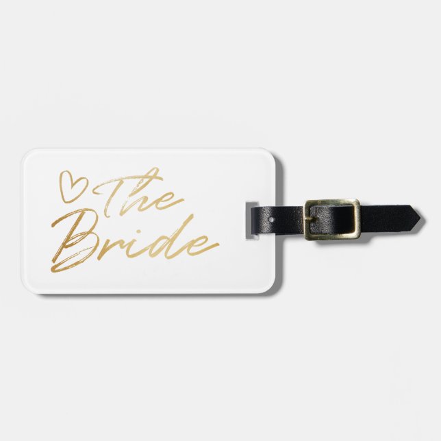 The Bride - Gold faux foil luggage tag (Front Horizontal)