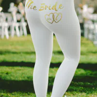 The Bride Gold Hearts Monogram Wedding Leggings