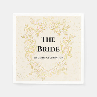 The Bride - Gold vintage frame paper napkins