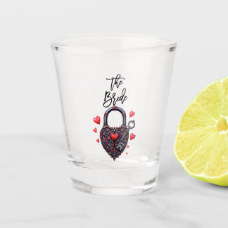The Bride Goth Heart Lock and Key Shot Glass