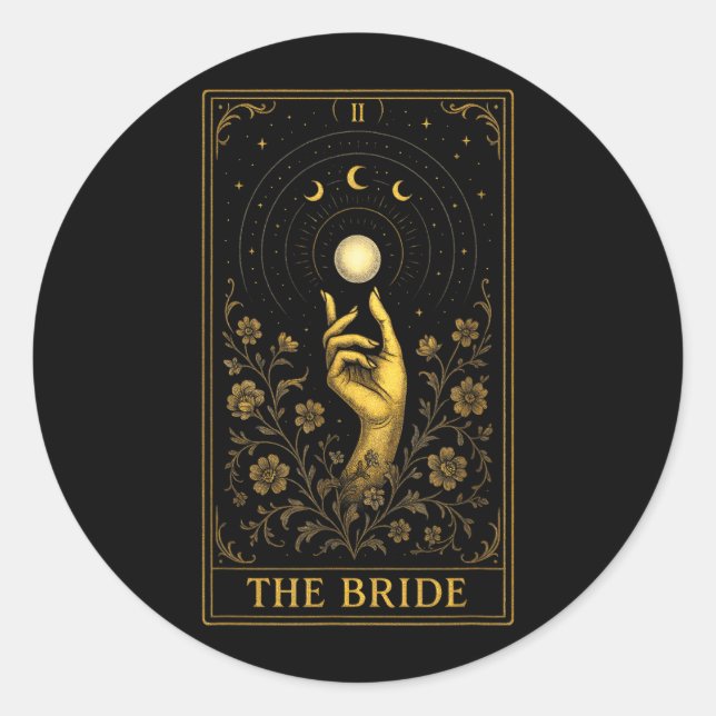 The Bride - Gothic Witchy Wedding Tarot Classic Round Sticker (Front)