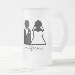 The Bride & Groom Frosted Glass Beer Mug