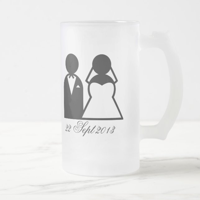 The Bride & Groom Frosted Glass Beer Mug (Right)