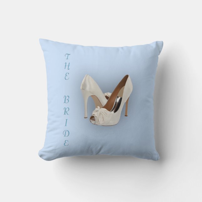 The Bride Heels Blue Throw Pillow (Front)