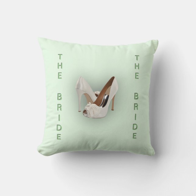 The Bride Heels Green Throw Pillow (Front)
