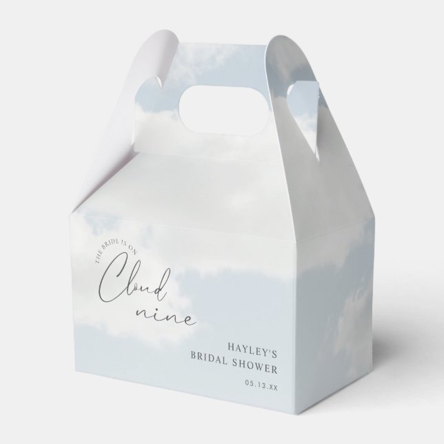 The Bride Is On Cloud 9 Bridal Shower Favor Boxes (Front Side)
