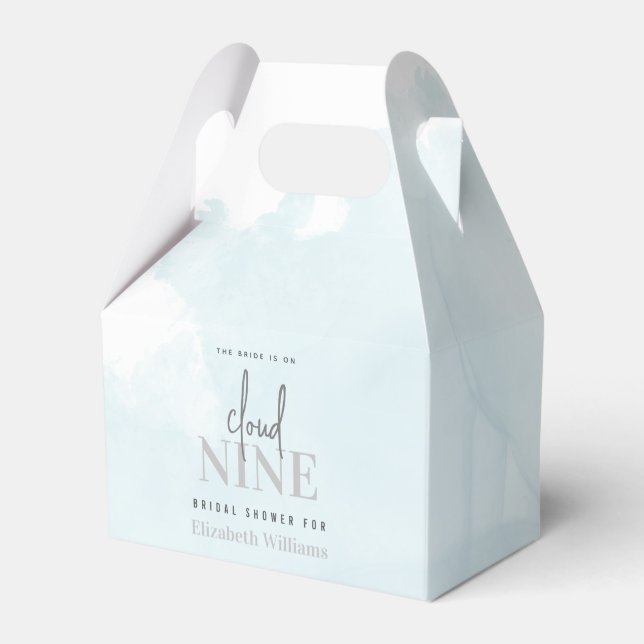 The Bride is On Cloud 9 Elegant Chic Bridal Shower Favor Boxes (Front Side)