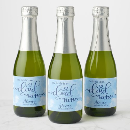 The Bride is on Cloud 9 Mini Sparkling Wine Label