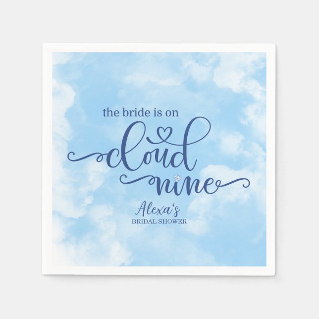 The Bride is on Cloud 9 Paper Napkins (Front)