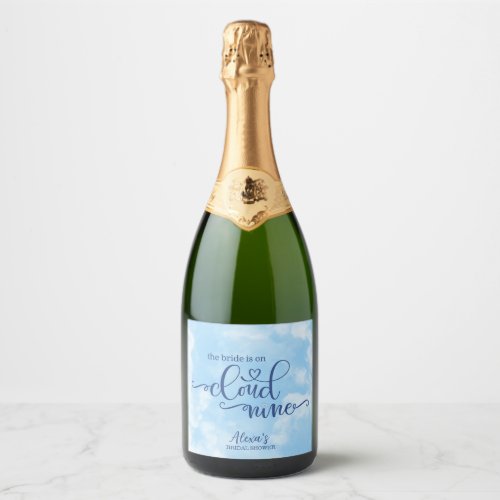 The Bride is on Cloud 9  Sparkling Wine Label
