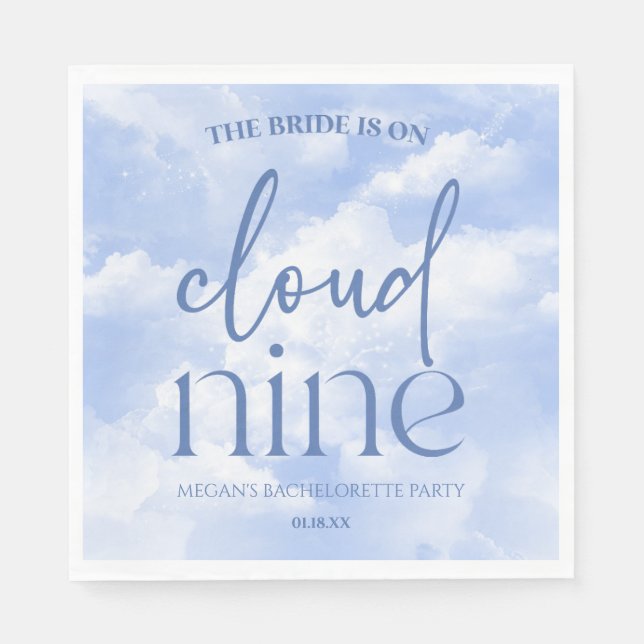 The Bride Is On Cloud Nine Bachelorette Party Napkins (Front)