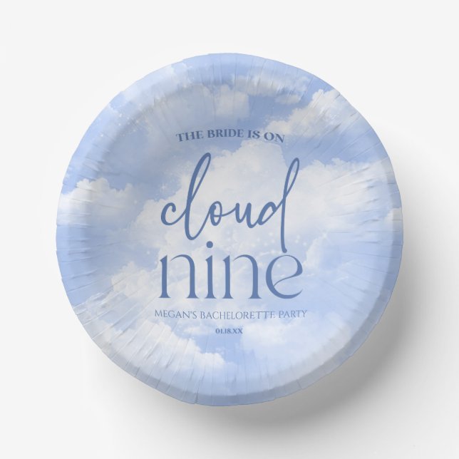 The Bride Is On Cloud Nine Bachelorette Party Paper Bowls (Front)