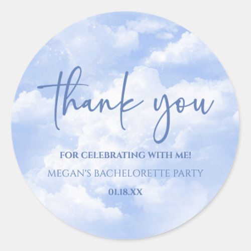 The Bride Is On Cloud Nine Blue Bachelorette Party Classic Round Sticker
