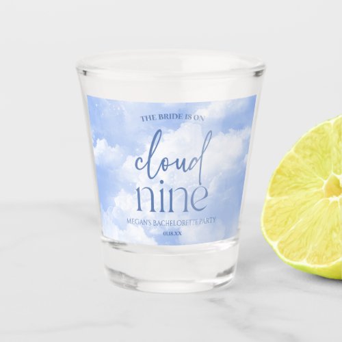 The Bride Is On Cloud Nine Blue Bachelorette Party Shot Glass