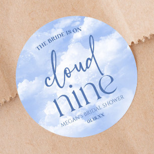 The Bride Is On Cloud Nine Blue Bridal Shower Classic Round Sticker