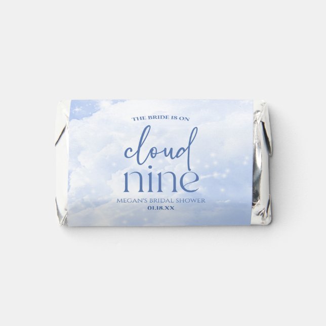 The Bride Is On Cloud Nine Blue Bridal Shower Hershey's Miniatures (Front)