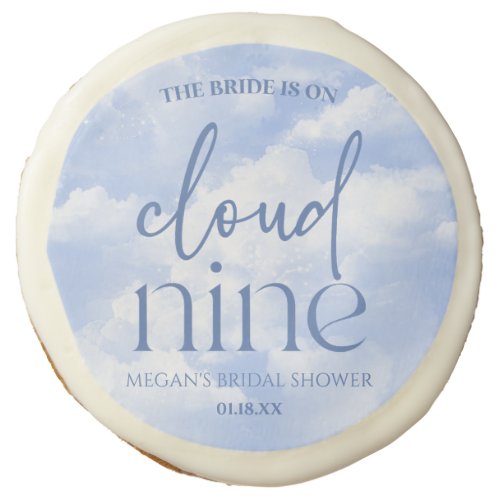 The Bride Is On Cloud Nine Blue Bridal Shower Sugar Cookie