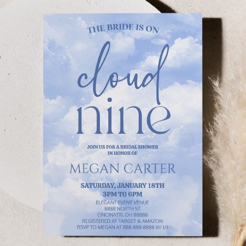 The Bride Is On Cloud Nine Bridal Shower Invitation