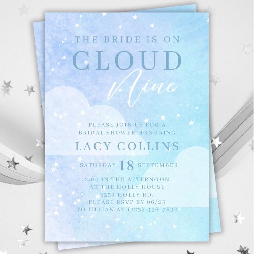 The Bride is on Cloud Nine Bridal Shower  Invitation