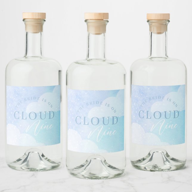 The Bride is on Cloud Nine Bridal Shower  Liquor Bottle Label (Bottles)