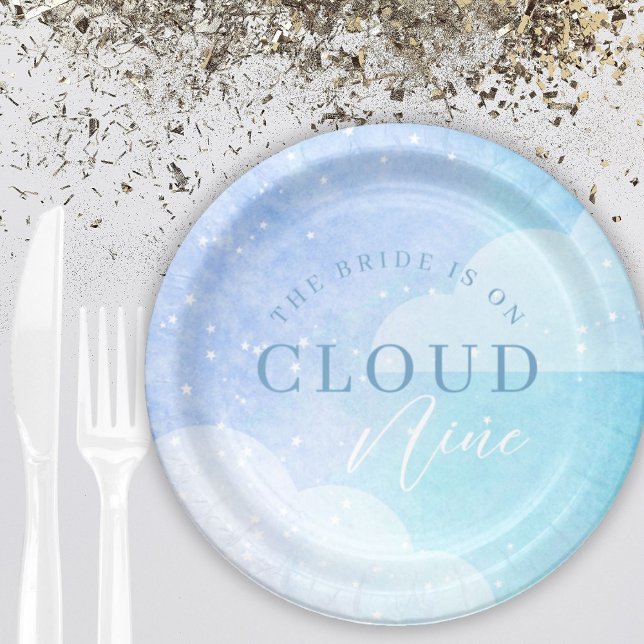 The Bride is on Cloud Nine Bridal Shower  Paper Plates (Creator Uploaded)