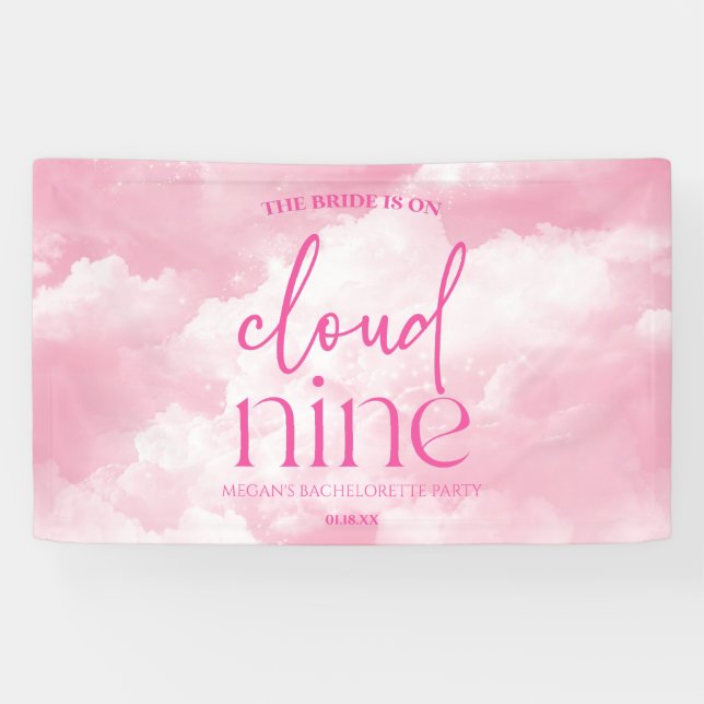The Bride Is On Cloud Nine Pink Bachelorette Party Banner (Horizontal)