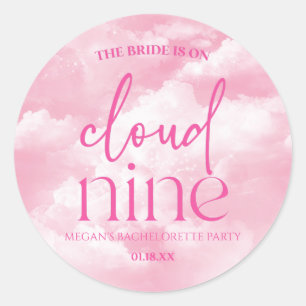 The Bride Is On Cloud Nine Pink Bachelorette Party Classic Round Sticker