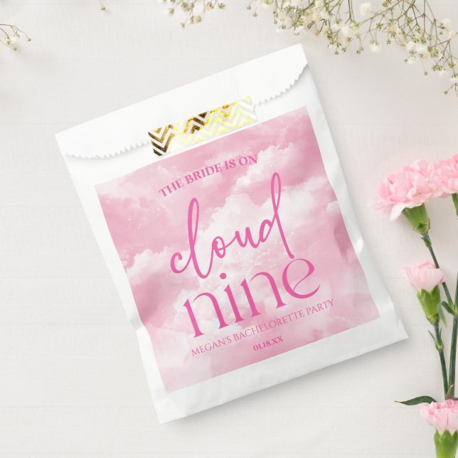 The Bride Is On Cloud Nine Pink Bachelorette Party Favor Bag (Sealed)