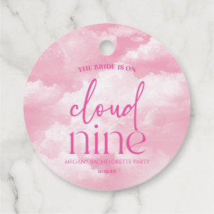 The Bride Is On Cloud Nine Pink Bachelorette Party Favor Tags