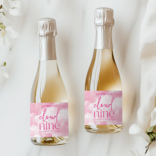 The Bride Is On Cloud Nine Pink Bachelorette Party Sparkling Wine Label