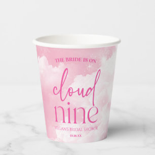 The Bride Is On Cloud Nine Pink Bridal Shower Paper Cups