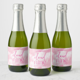 The Bride Is On Cloud Nine Pink Bridal Shower Sparkling Wine Label