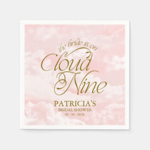The Bride Is On Cloud Nine Pink Gold Bridal Shower Napkins
