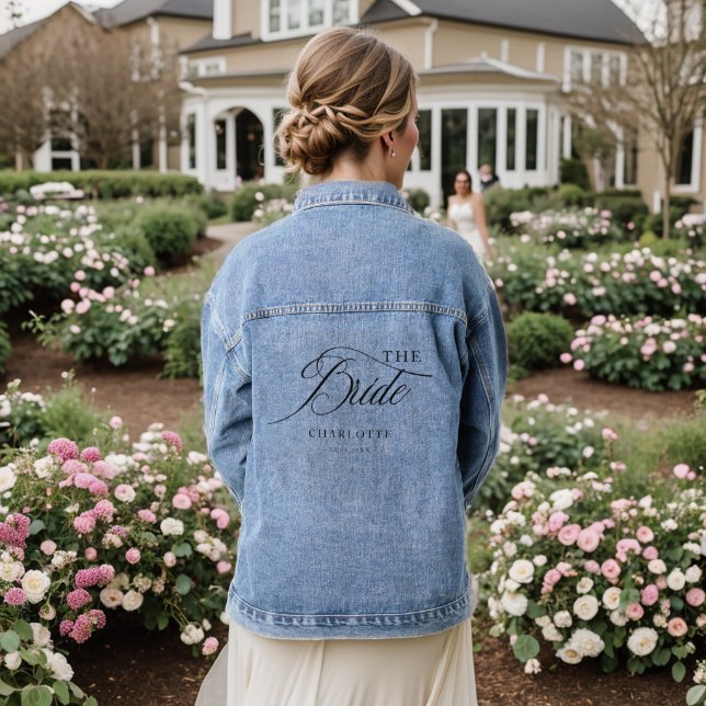 The Bride, Modern, Elegant,  Denim Jacket (Wedding Back)