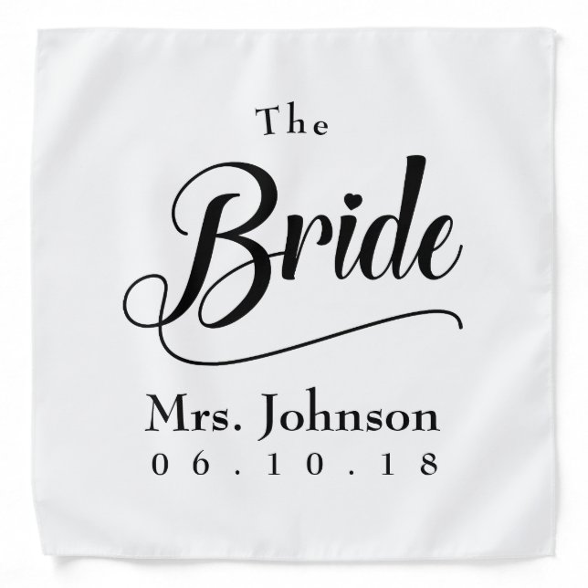 The Bride Mrs. Wedding Date Bandana (Front)