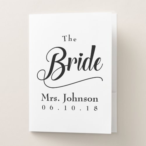 The Bride Mrs Wedding Date Pocket Folder