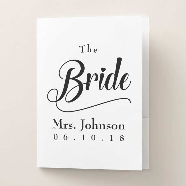 The Bride Mrs. Wedding Date Pocket Folder (Front)