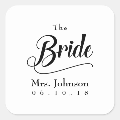 The Bride Mrs Wedding Date Square Sticker